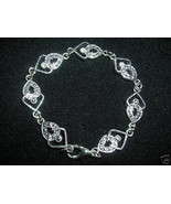 New silvertone Metal rhinestones bracelet 7.5&quot; - £6.00 GBP