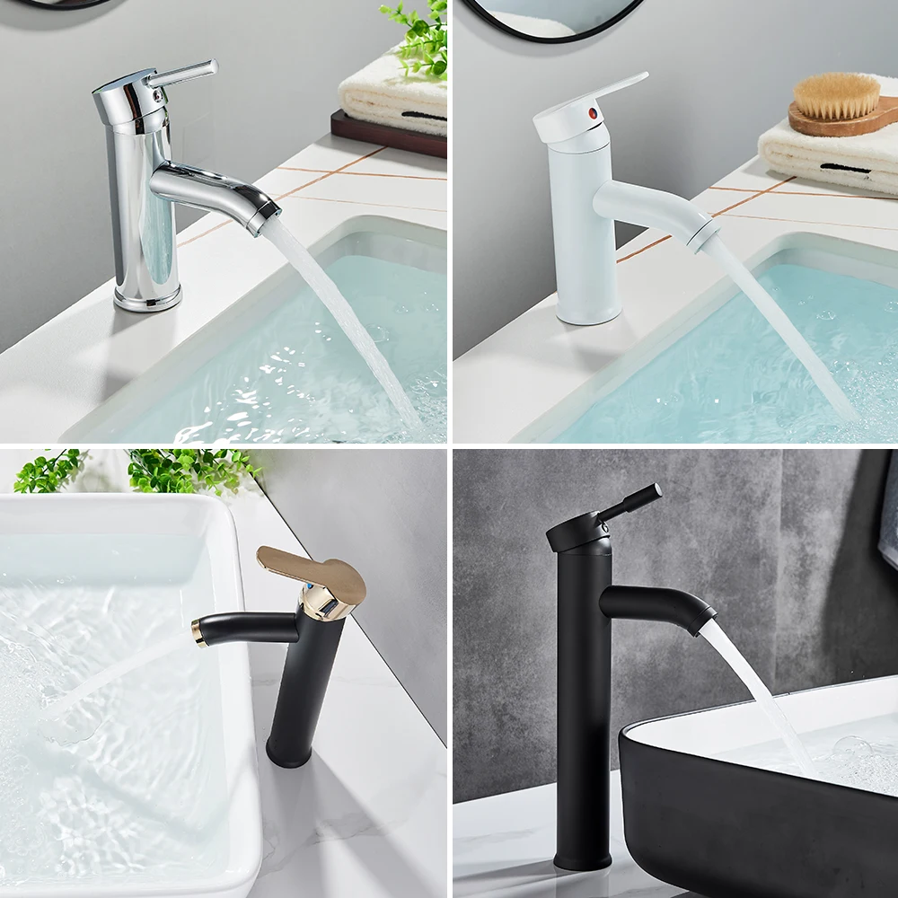 House Home POIQIHY Bathroom Basin Faucets Cold/Hot Mixer Basin Sink Tap Black Go - $61.00