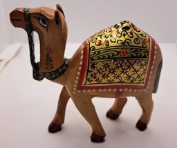 Vintage Wooden  Handcrafted Handpainted Camel Figurine Collectible 4&quot; x 4&quot; - $84.15