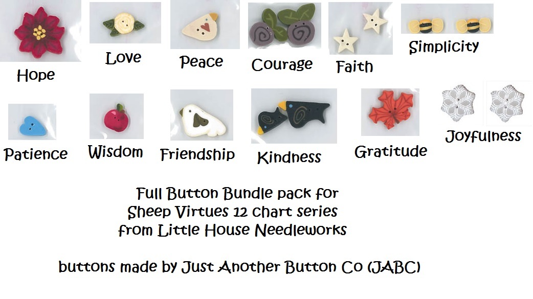 BUTTON BUNDLE for 2013 Sheep Virtues charts JABC Just Another Button Co - $27.00