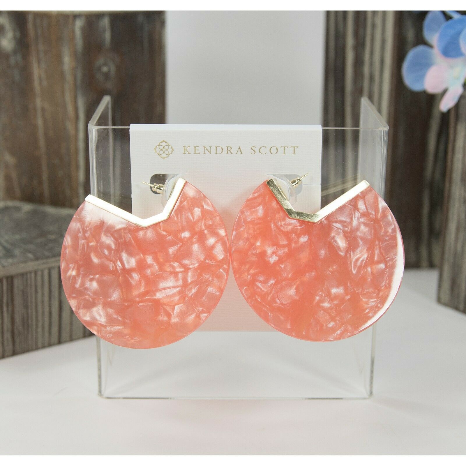 Kendra Scott Kai Peach Mother of Pearl Extra Large Drop Earrings NWT - £66.10 GBP