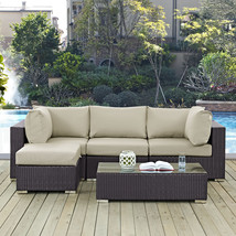 Convene 5 Piece Outdoor Patio Sectional Set Espresso Beige EEI-2172-EXP-... - $1,679.97