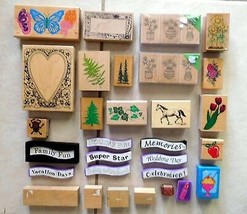 CRAFTS Rubber Stamps Lot of 34 Mostly Wooden Lightly Used-Some New (C) - £27.56 GBP