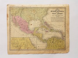 1839 Antique Map Mexico Guatimala West Indies Amie Mccall? Mitchell&#39;s Atlas Ct - £27.18 GBP