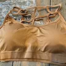 Zenana Outfitters Criss Cross Caramel Brown Padded Women’s Bra Size Larg... - $13.99