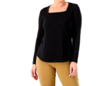 Attitudes Renee Washed Cotton Long Sleeve Top- BLACK, SMALL - $24.00