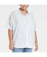 Ava &amp; Viv 3X Oversized Shirt No Gap Button-Up Top Striped Blouse Plus Size - $27.40 CAD