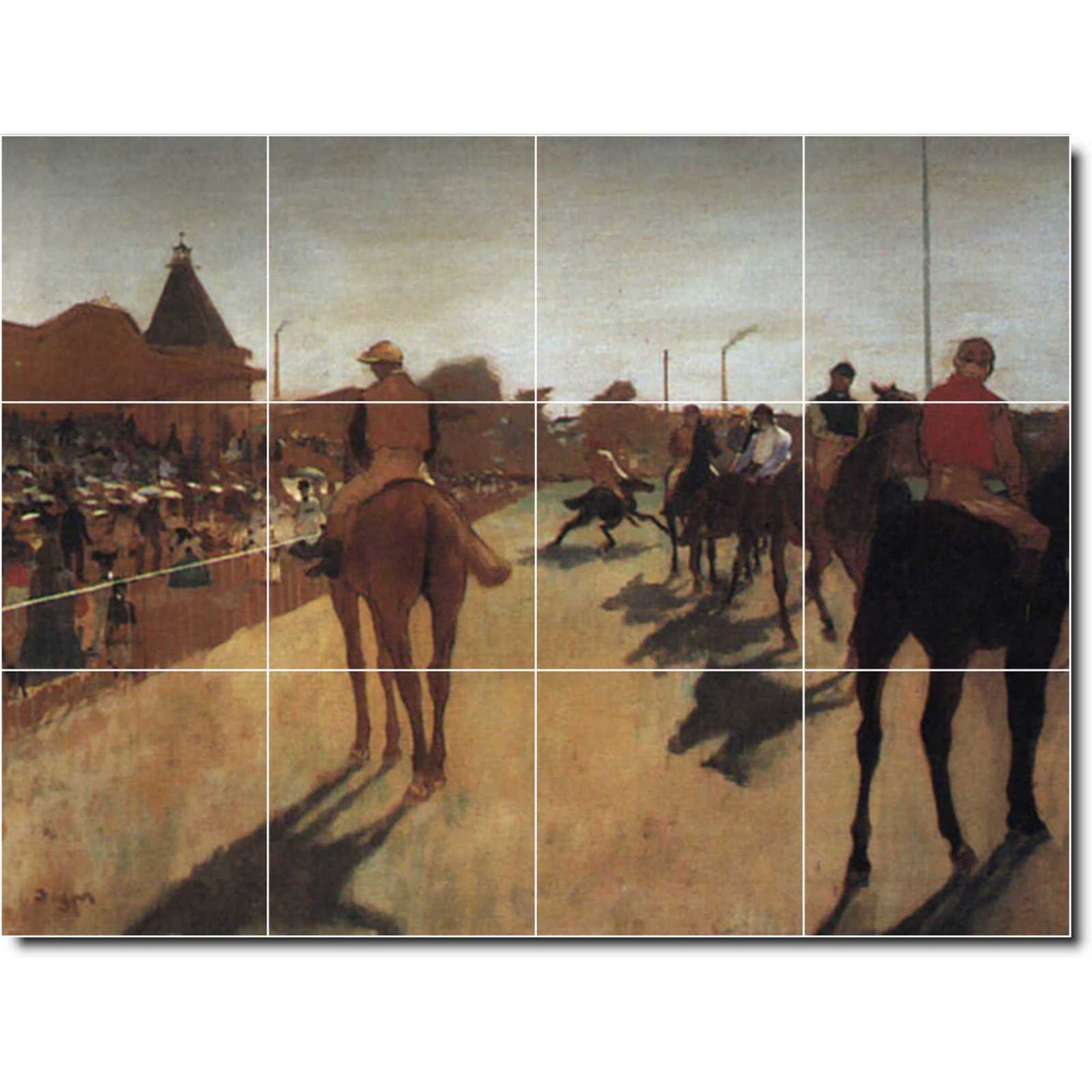Degas edgar racehorses in front of the grandstand