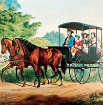 Country Life Horse Carriage 1955 Currier &amp; Ives Color Plate Antique Print DWEE37 - £15.97 GBP