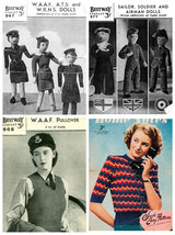 4 x Vintage Knitting Patterns – Airman, Soldier, Sailor, Women’s Army WW2 1940s - £6.26 GBP