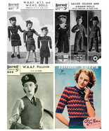 4 x Vintage Knitting Patterns – Airman, Soldier, Sailor, Women’s Army WW... - £6.28 GBP