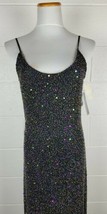 NWT Adrianna Papell Boutique Beaded Sequin Evening Gown Dress Black Silk 8 - £51.42 GBP
