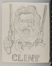 Vintage Fan Art Clint Eastwood Pencil Drawing on Paper Original Gioia Boy tob - £66.48 GBP