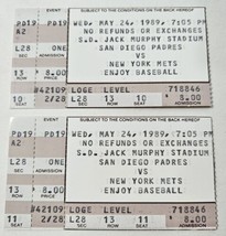 Pair of San Diego Padres ticket stubs May 24, 1989 vs Mets Jack Murphy S... - £7.51 GBP