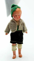 Germany Bisque Young Boy Doll 1920s Jointed Porcelain Lederhosen Leggings Jacket - £62.20 GBP