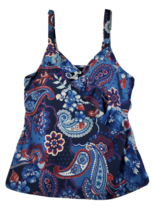 D &amp; Co Swim Top Womens Size 16 Multicolor Paisley Nylon Sleeveless V Neck - £8.56 GBP