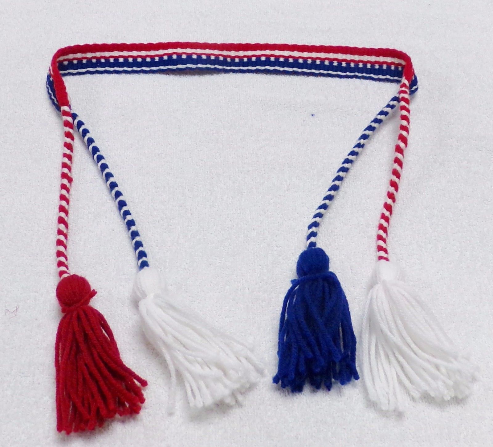Native American 41.5&quot; Woven Yarn Belt Red White Blue Boys Child Sash Reg... - $49.99
