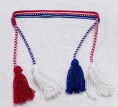 Native American 41.5&quot; Woven Yarn Belt Red White Blue Boys Child Sash Regalia - £39.53 GBP
