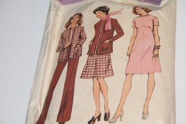 Vintage 1974 Simplicity 6614 Dress Cardigan Pants Pattern Size 14 1/2 Bust 37&quot; - £9.63 GBP