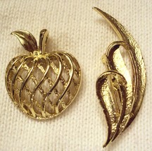 GERRYS PIN LOT Mid Century Modern VTG Art Deco 3D APPLE &amp; Textured Leaf ... - £15.73 GBP