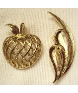GERRYS PIN LOT Mid Century Modern VTG Art Deco 3D APPLE &amp; Textured Leaf ... - $19.76