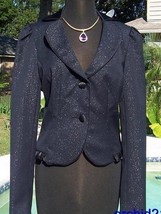 Cache Lined Midnight Navy Blue Metallic Top Jacket $238 New NWT Size 6/8... - £85.61 GBP