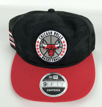 Chicago Bulls Baseball Snapback Hat New Era 9Fifty Retro Black Red w/Circle Logo - $19.79
