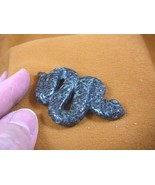 Y-SNAK-FL-705) Green black SNAKE Sidewinder GEMSTONE carving FIGURINE ge... - $24.32 CAD