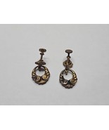Vintage Bronze-Tone/Brass-Tone Screw On Dangle Earrings - £7.45 GBP