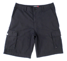 Quiksilver Men&#39;s Cargo Shorts 35 Charcoal Gray Herringbone Stripe - £13.45 GBP