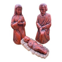 Vintage Empire Plastic Blow Mold Nativity Baby Jesus Mary Joseph Red Wood Grain - $53.45