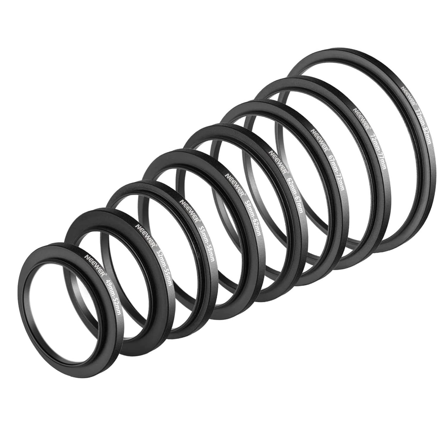 Neewer 8 Pieces Step-up Adapter Ring Set Made of Premium Anodized Aluminum, Incl - $36.99