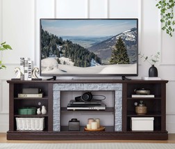 Large Faux Stone TV Stand w/ Storage, Cherry - $270.99