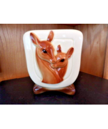 Vintage Royal Copley Ceramic Deer And Fawn 6&quot; Ceramic Vase Or Planter Un... - £14.44 GBP