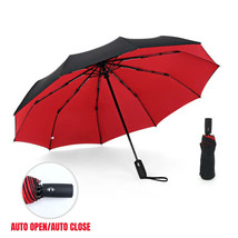 Automatic Folding Umbrella Windproof Double Layer Umbrella 10K Strong Um... - $18.94