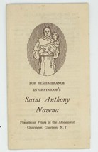 1950-60s Religious Paper Pamphlet Saint Anthony Novena Garrison New York - £7.82 GBP