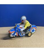 VINTAGE TIN MS-709 LITHO WIND UP CLOCKWORK MOTORCYCLE WITH SIDECAR - $24.75