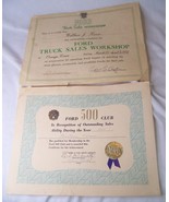LOT 1957 FORD SALESMAN 500 CLUB CERTIFICATE + TRUCK SALES WALLACE HAAS O... - £38.87 GBP