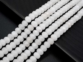 Natural White Faceted Rondelle Jade beads,4x6mm/5x8mm/6x10mm Faceted White - £4.75 GBP+