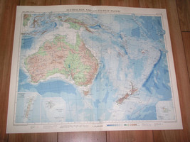 1958 Vintage Map Of Australia / New Zealand Oc EAN Ia Pacific Scale 1:15,000,000 - £22.98 GBP