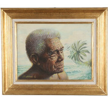 Untitled (Elderly Polynesian Man) By Anthony Sidoni Signed Oil on Canvas - $8,844.59