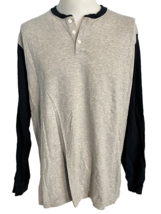Lands&#39; End  Super-T Long Sleeve Gray and Black T Shirt Size L - $14.24
