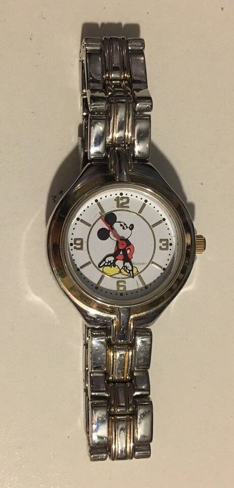 Womens Disney Gold &amp; Silver Tone Metal Band Mickey Mouse Watch MCK167 - $9.89