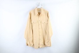 Vintage 70s Streetwear Mens 2XL Distressed Chamois Cloth Button Shirt Yellow - £38.89 GBP