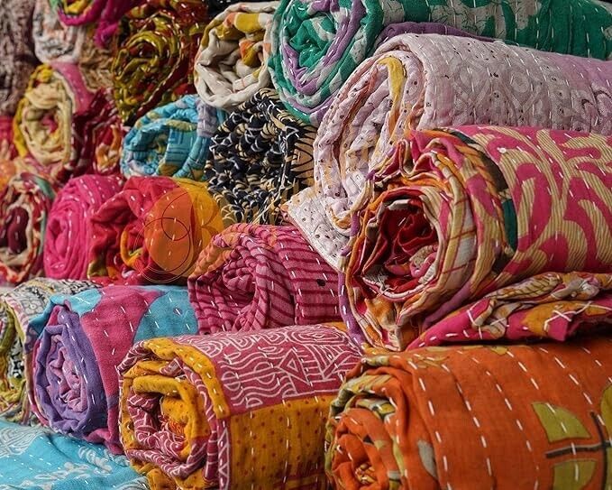 Wholesale lot of Twin size kantha quilt bedding bed cover kantha throw blanket