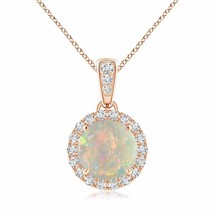 Authenticity Guarantee

Claw-Set Round Opal Pendant with Diamond Halo in 14K ... - $1,266.32