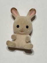 Calico Critters Sylvanian Miniature Flocked Velvet Bunny Rabbit Brown Tip Ears - £9.43 GBP