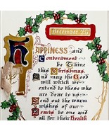 Happiness Victorian Christmas Greeting Card 1900s Xmas Gold Bells PCBG11B - $30.77 CAD