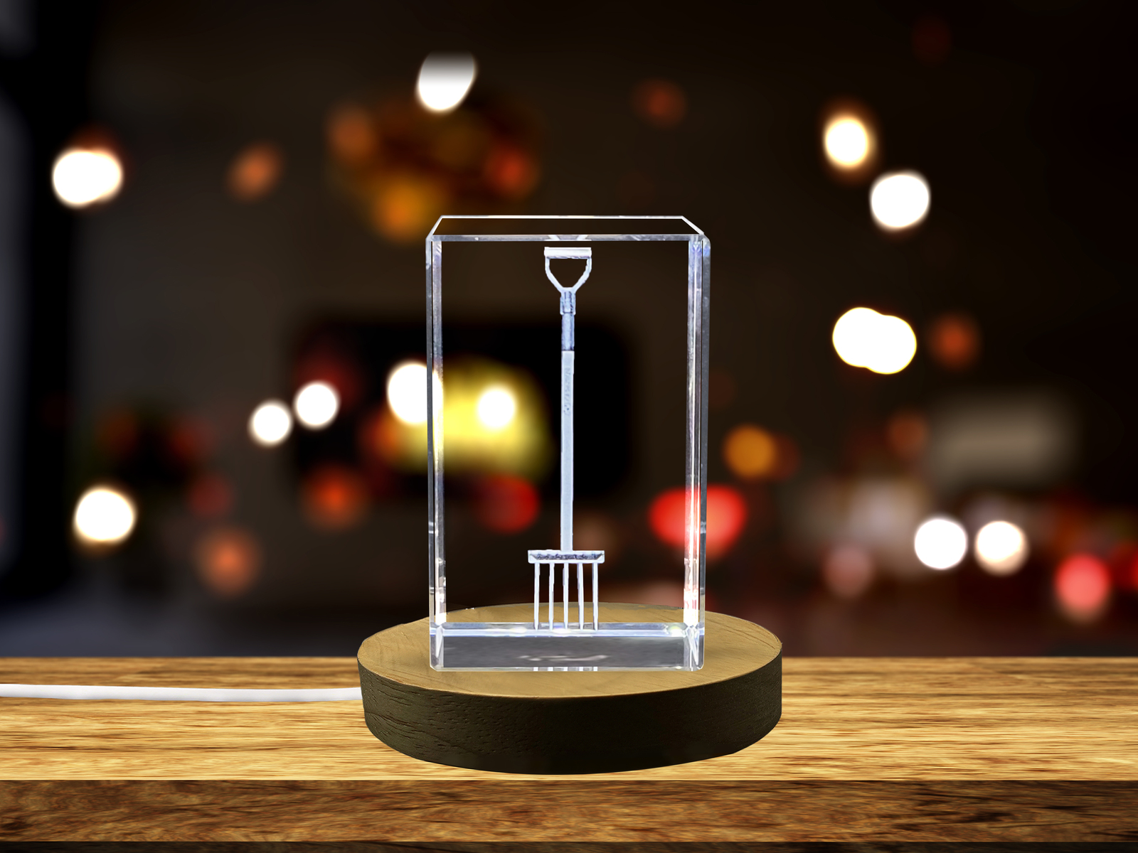 LED Base included | Cultivating Nature's Bounty - Crystal Garden Fork Sculpture
