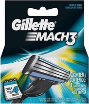 Gíllette Mach 3 Razor Refill Cartridges 4 Ct closer shave up to 100% redness fre - $9.89